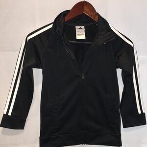 Adidas Boys Black Track Jacket Size 7 | Classic 3-Stripes
